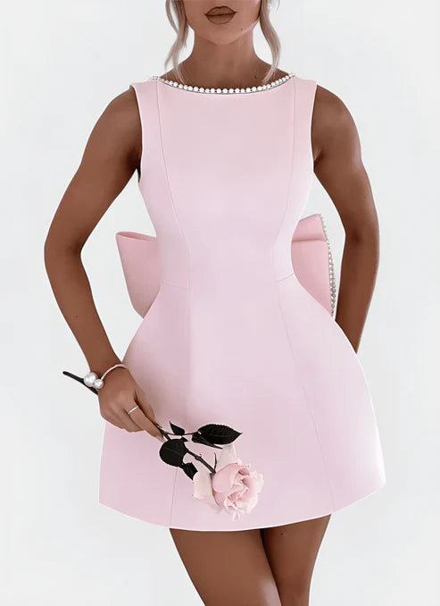 ARIA O-NECK A-LINE MINI DRESS